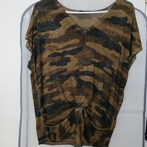 Lucky brand womens knotted front t shirt blouse